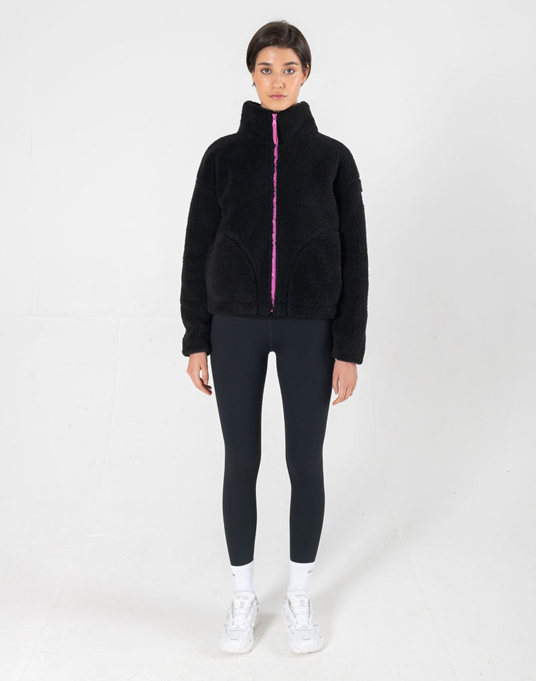 Gym + Coffee Industry Fleece High Collar Jacket W Black