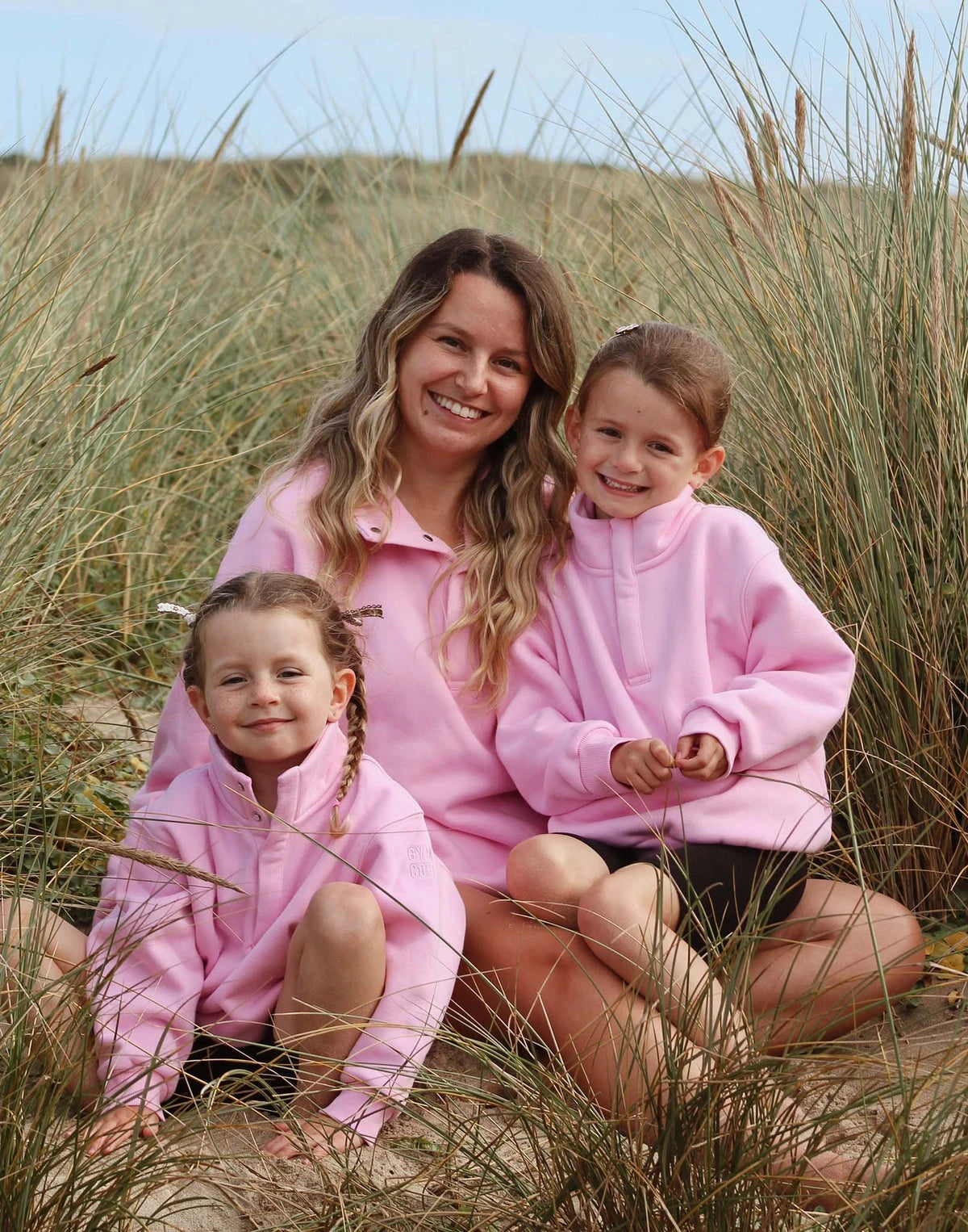 Gym+Coffee Kids Snap Collar Sierra Sweatshirt in Pink Blossom