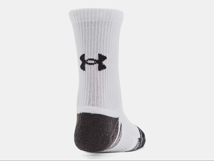 UA Performance Tech 3Pack Crew Socks Y White