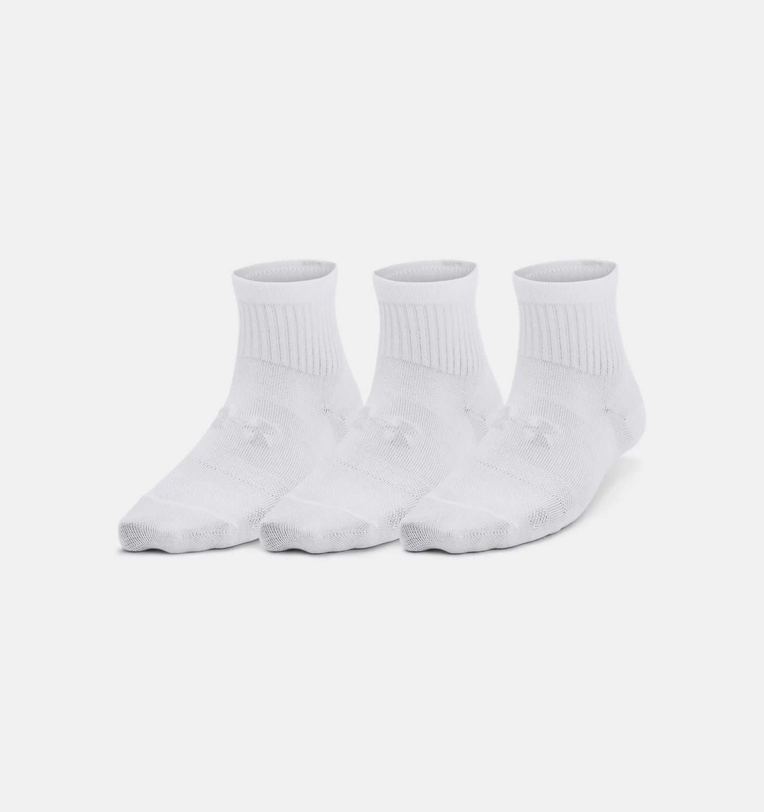 UA Essential 3pk Qtr Sock K White