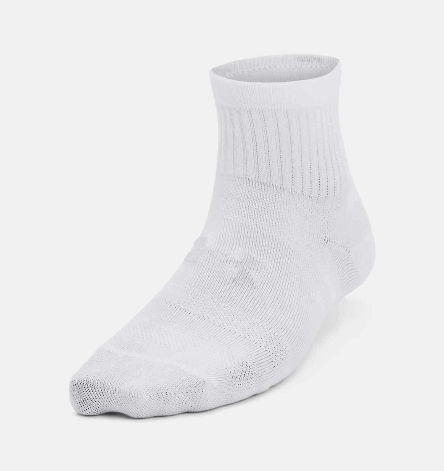 UA Essential 3pk Qtr Sock K White