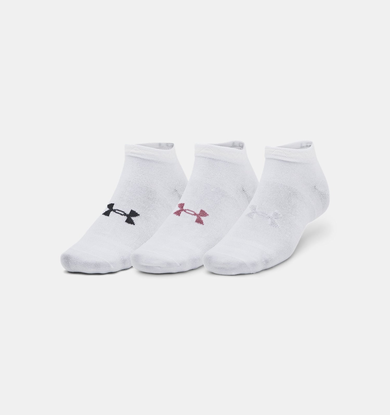 UA Essential Low Sock 3pk White / Pink Elixir