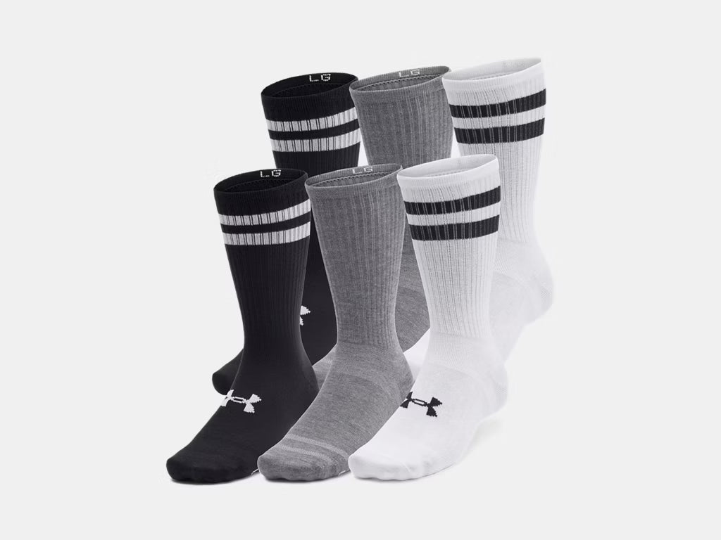 UA Essential Unisex 6-Pack Crew Socks White/Black