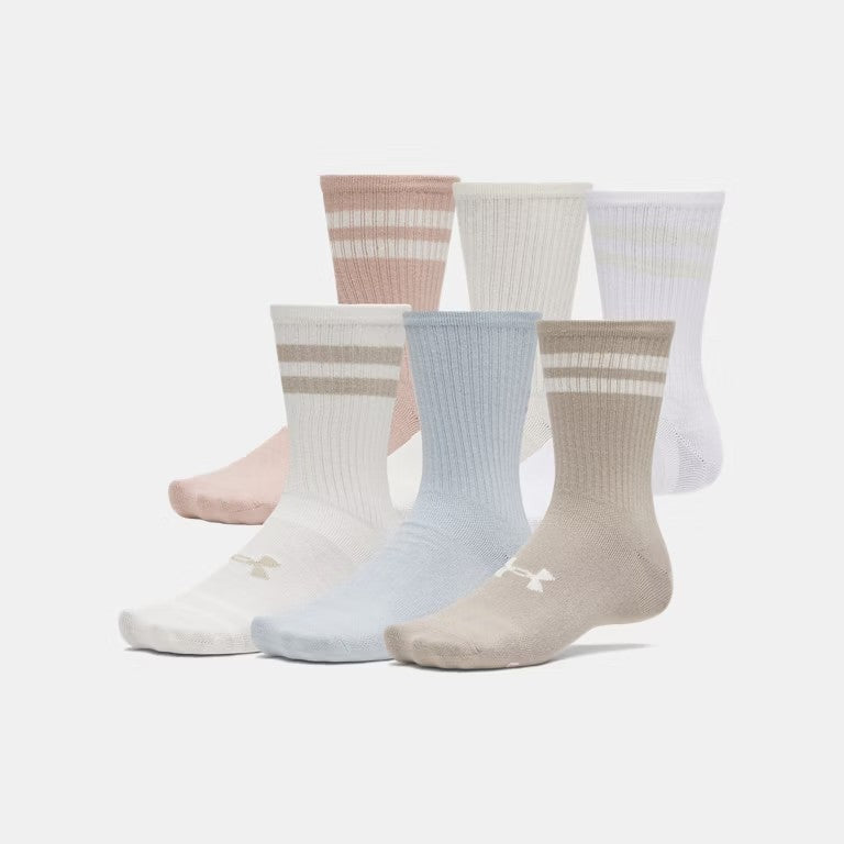 UA Essential Unisex 6-Pack Crew Socks Timberwolf