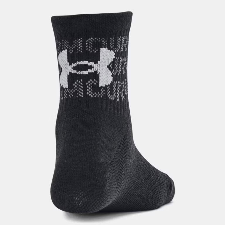 UA Essential Kids' 6-Pack Qtr Socks Blk/Mod Gray