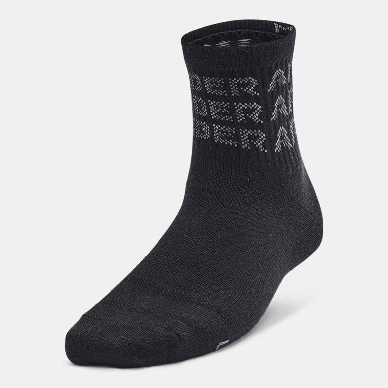 UA Essential Kids' 6-Pack Qtr Socks Blk/Mod Gray