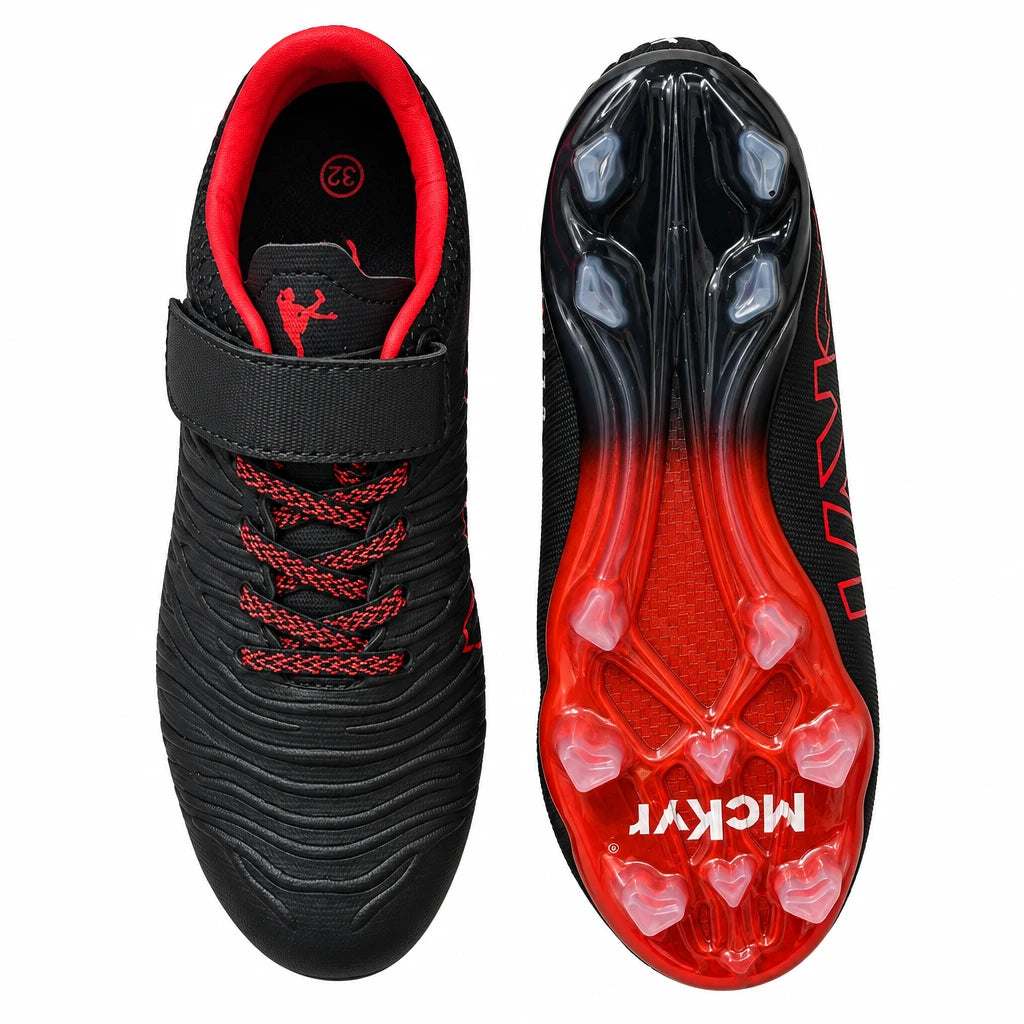 Clifford Velcro Club Football Boots - Kids Black/Red