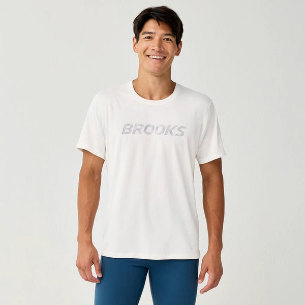 Brooks Dash Reflective Short Sleeve	Men's- Bone/Reflective