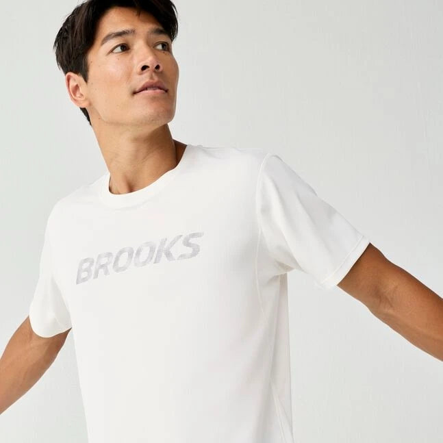 Brooks Dash Reflective Short Sleeve	Men's- Bone/Reflective
