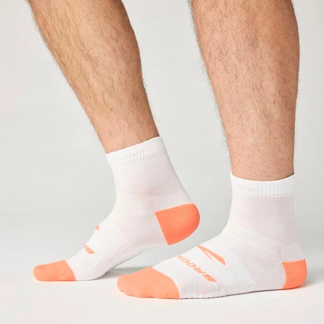 Brooks Ghost Lite Quarter Socks 2-Pack Cyber Peach & White/Peach