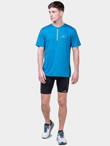 Ronhill 1/2 Zip SS Tee M Blue/Orange