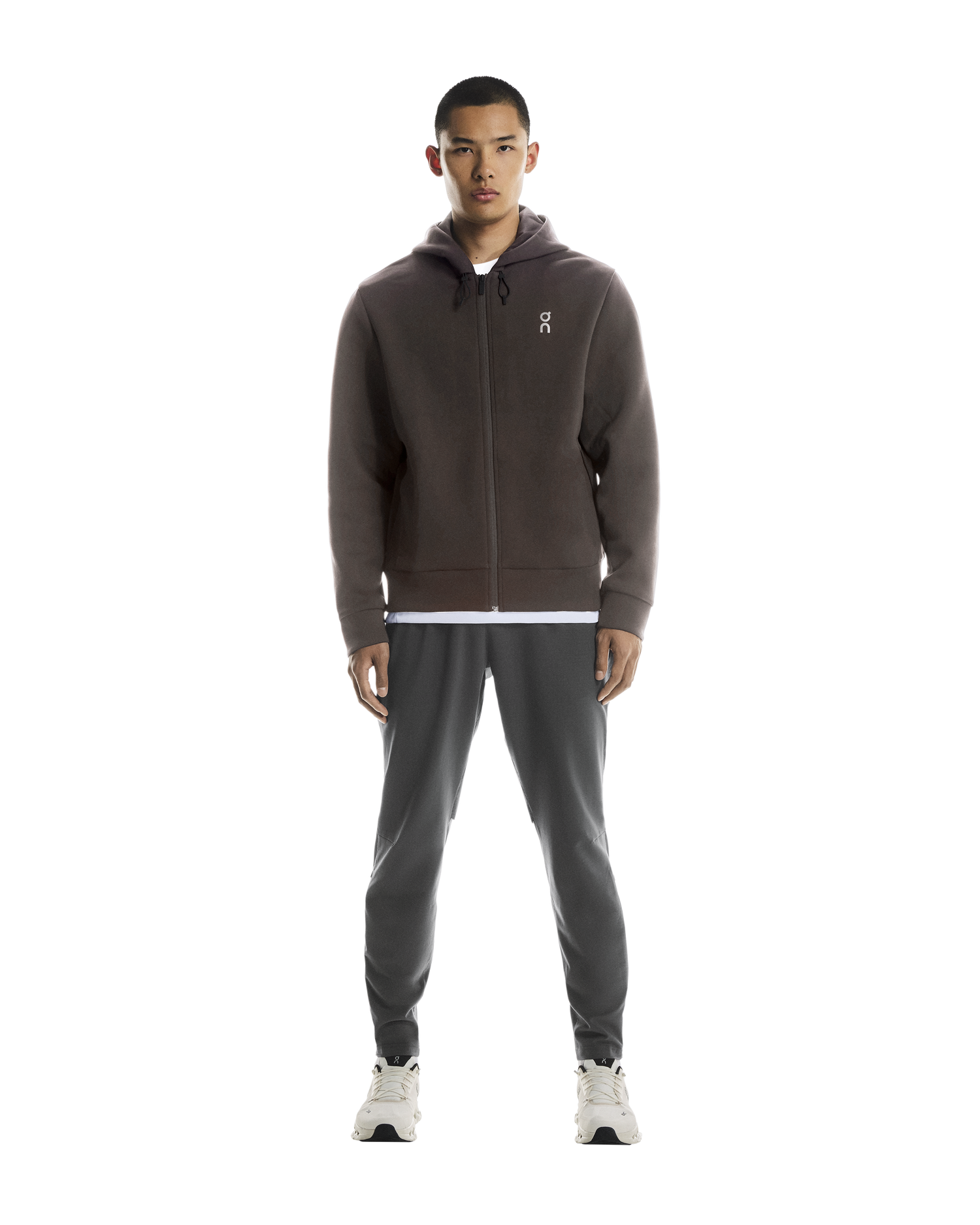 ON Focus Tech Zip Hoodie M Pebble