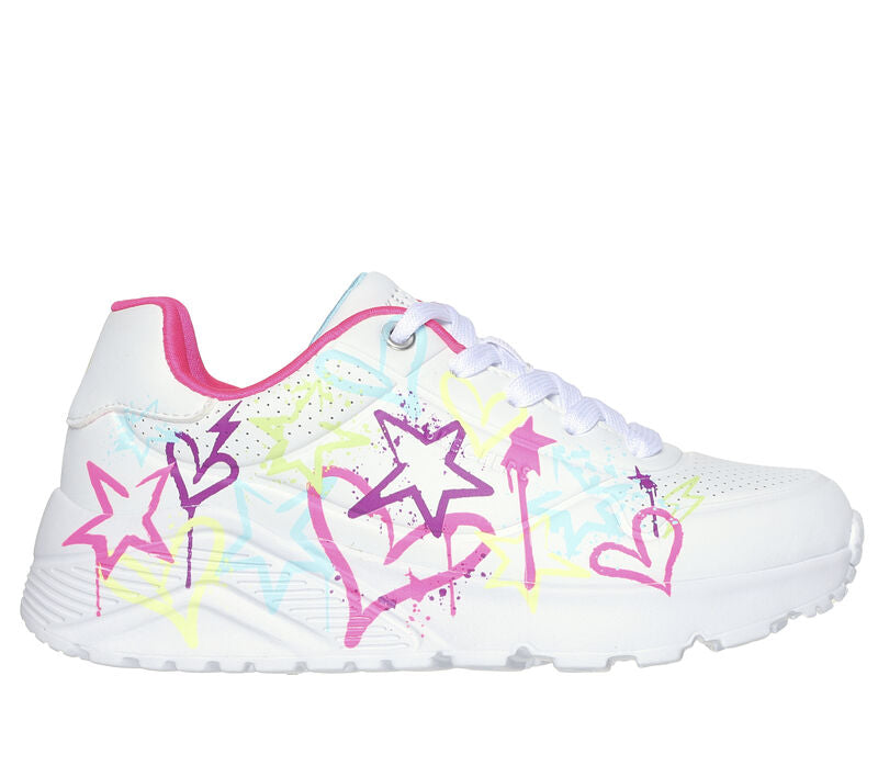 Skechers Uno Lite Graphic Trainer Kids White/Pink