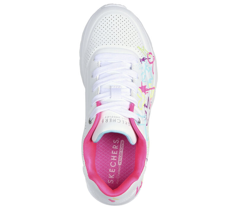 Skechers Uno Lite Graphic Trainer Kids White/Pink