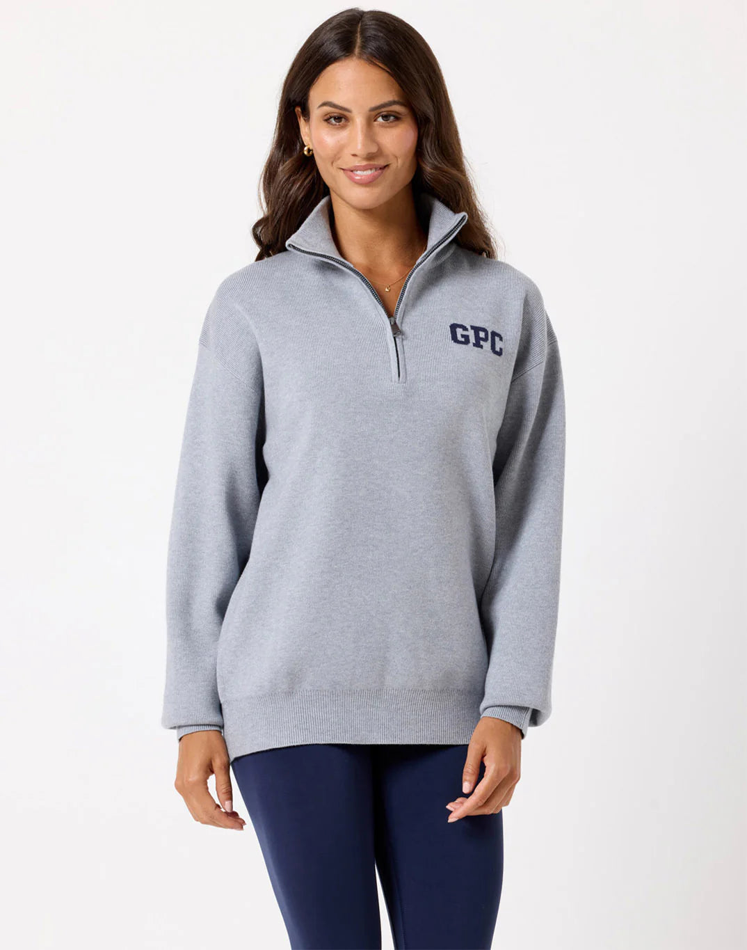 Gym + Coffee Knit Half Zip U Stone