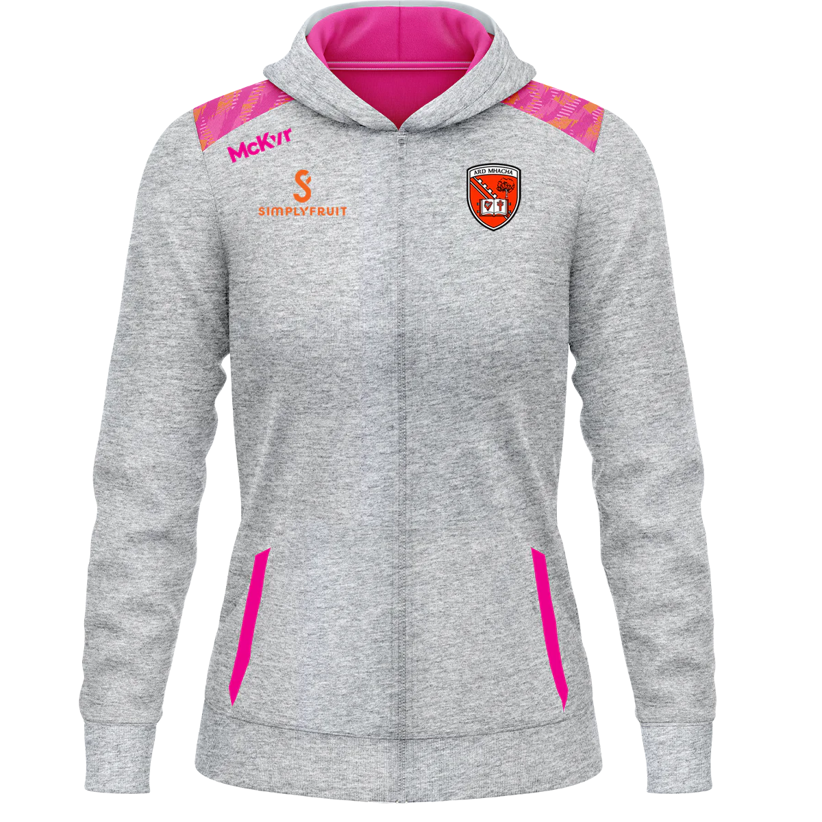 Armagh GAA Boost FZ Hoodie Youth Grey/Pink