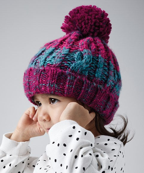 Corkscrew Pom Pom Beanie Jnr