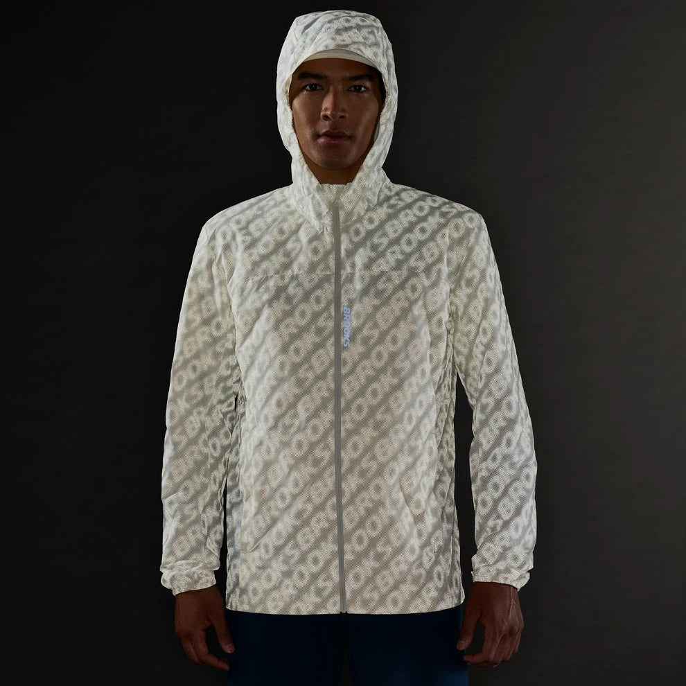 Brooks Canopy Packable Jacket Men's Reflective - Wordmark Bone