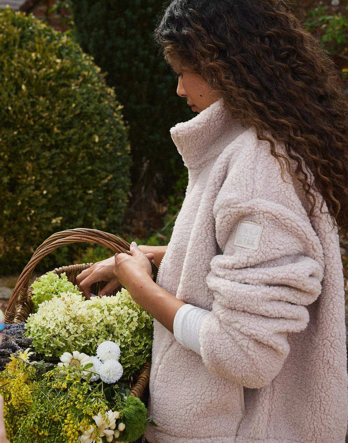 Gym + Coffee Women's Industry Fleece High Collar Jacket in Natural