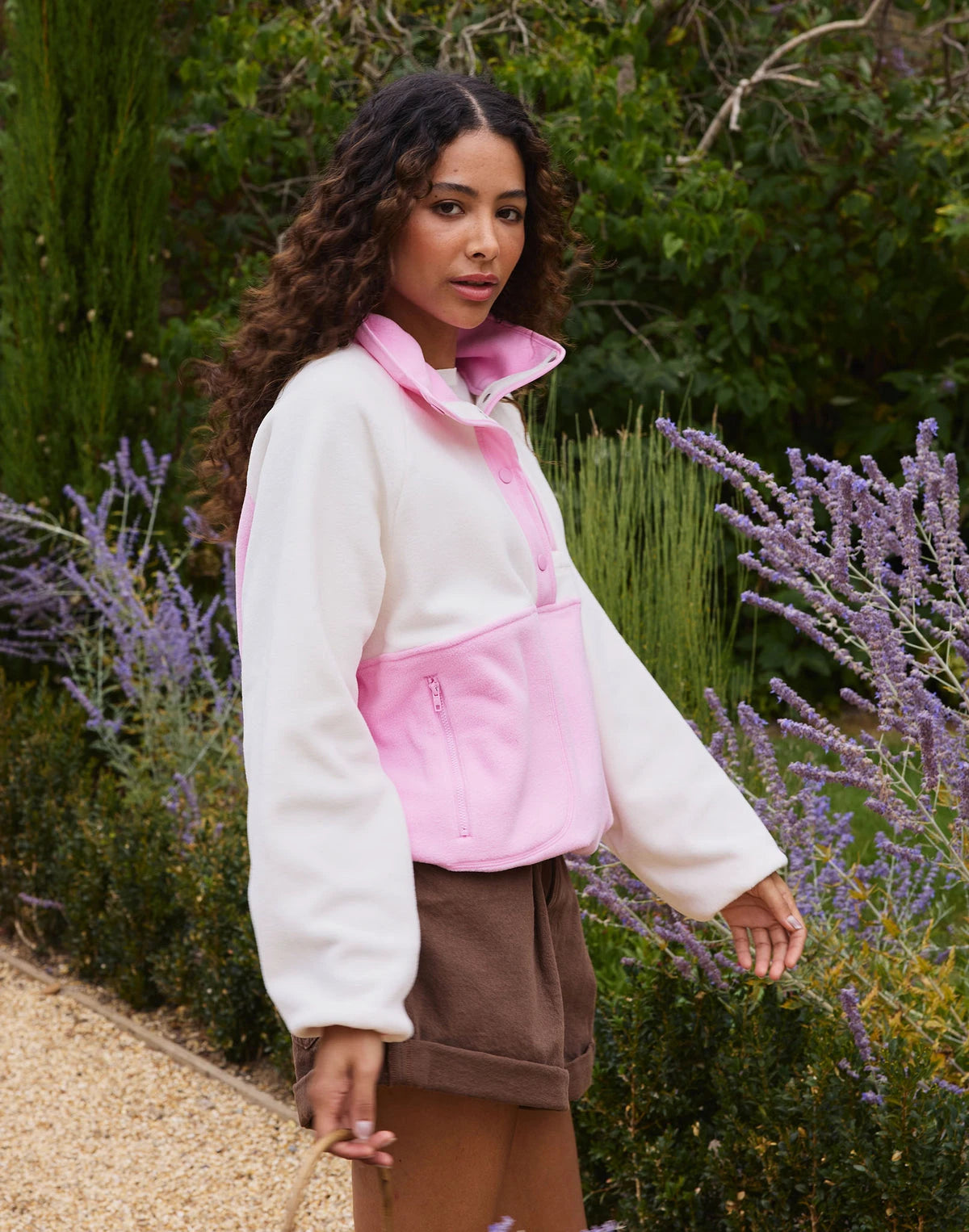 Gym + Coffee Snap Polar Fleece Women's in Pink Blossom