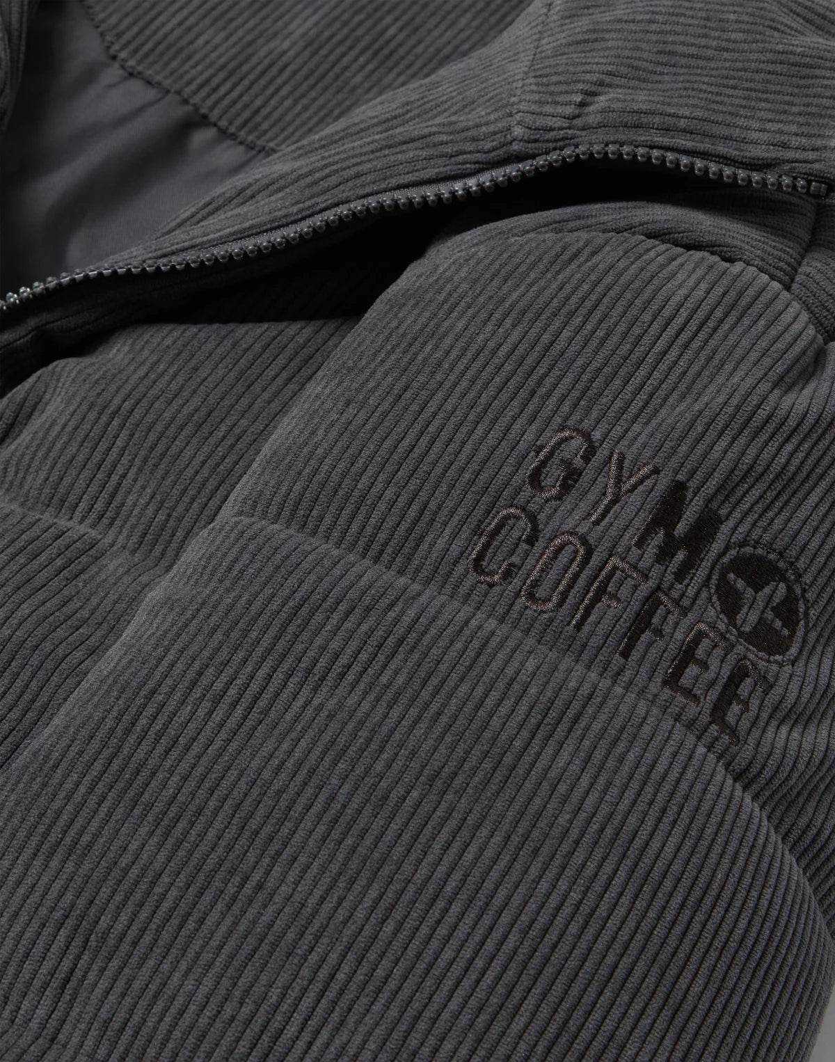 Gym+ Coffee Men's Cord Puffer in Charcoal