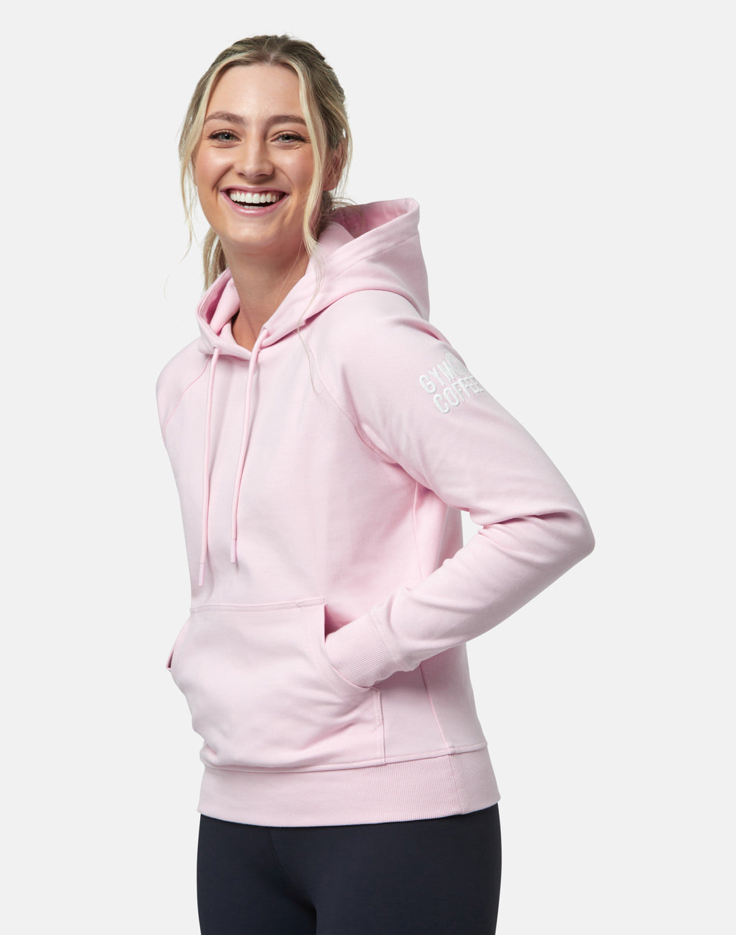 Gym + Coffee Chill Pullover Hoodie W Baby Pink