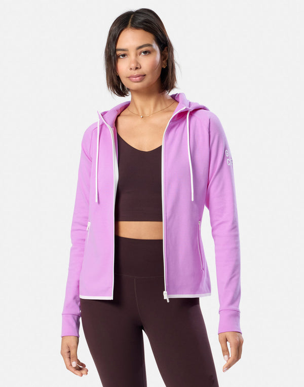 Gym + Coffee Chill Full Zip W Neon Pink