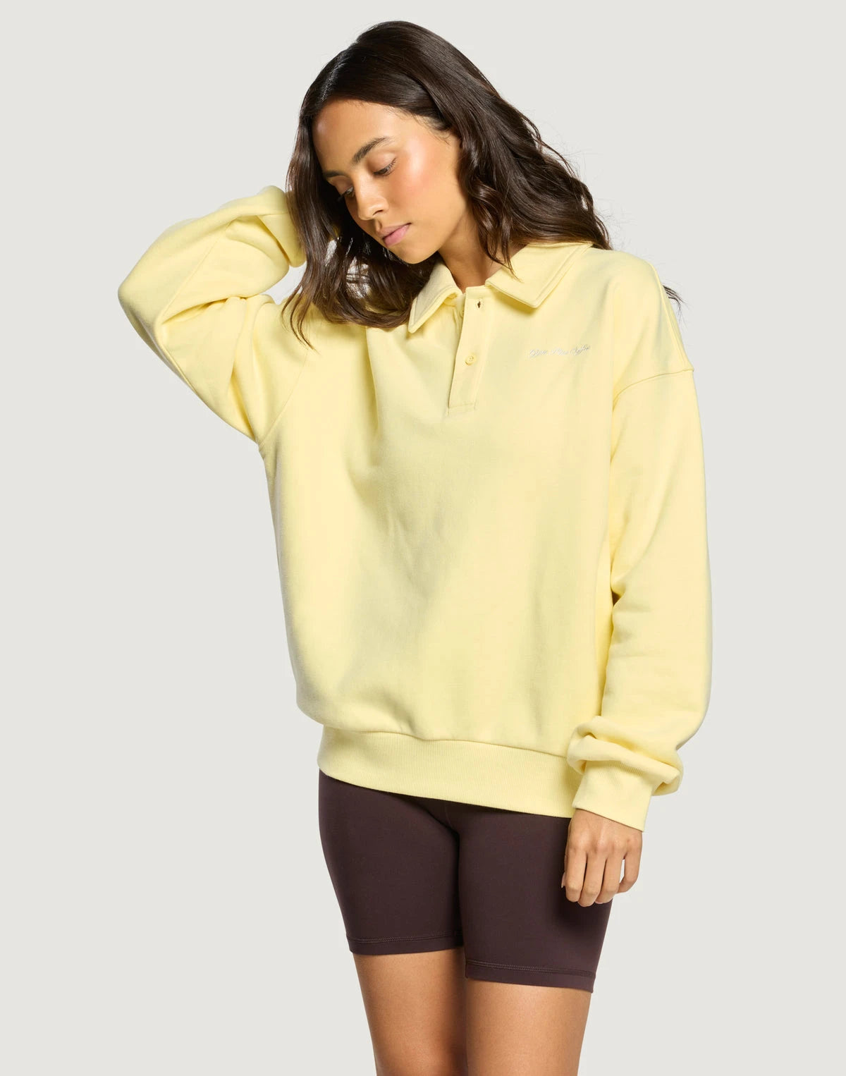 Gym + Coffee Daily Collared Women's Sweatshirt in Pale Vanilla