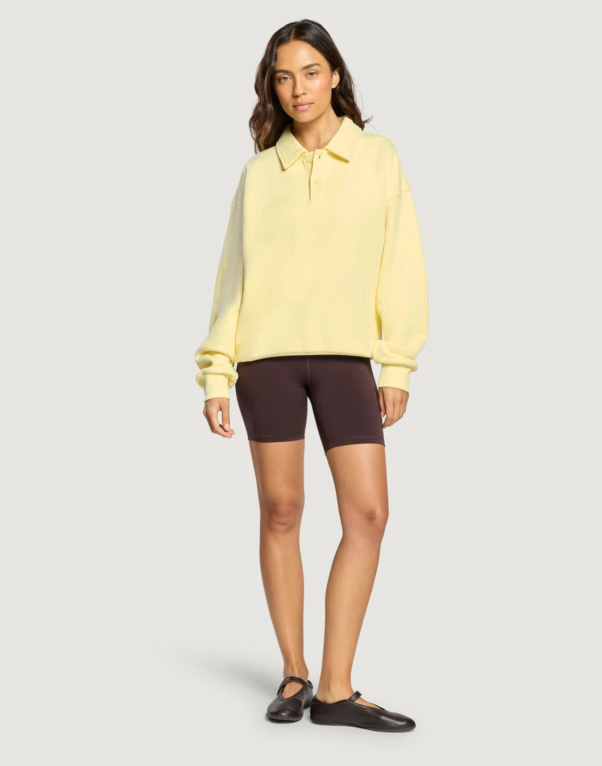 Gym + Coffee Daily Collared Women's Sweatshirt in Pale Vanilla