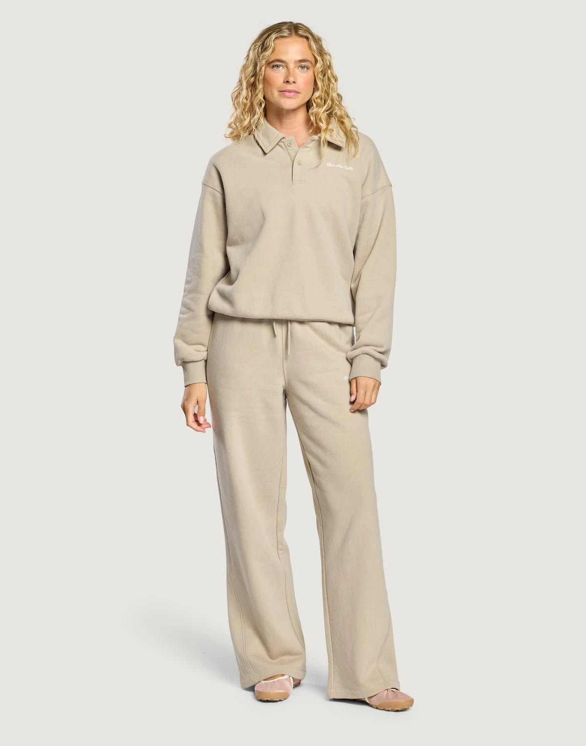 Gym+Coffee Wide Leg Jogger Women's in Rich Taupe