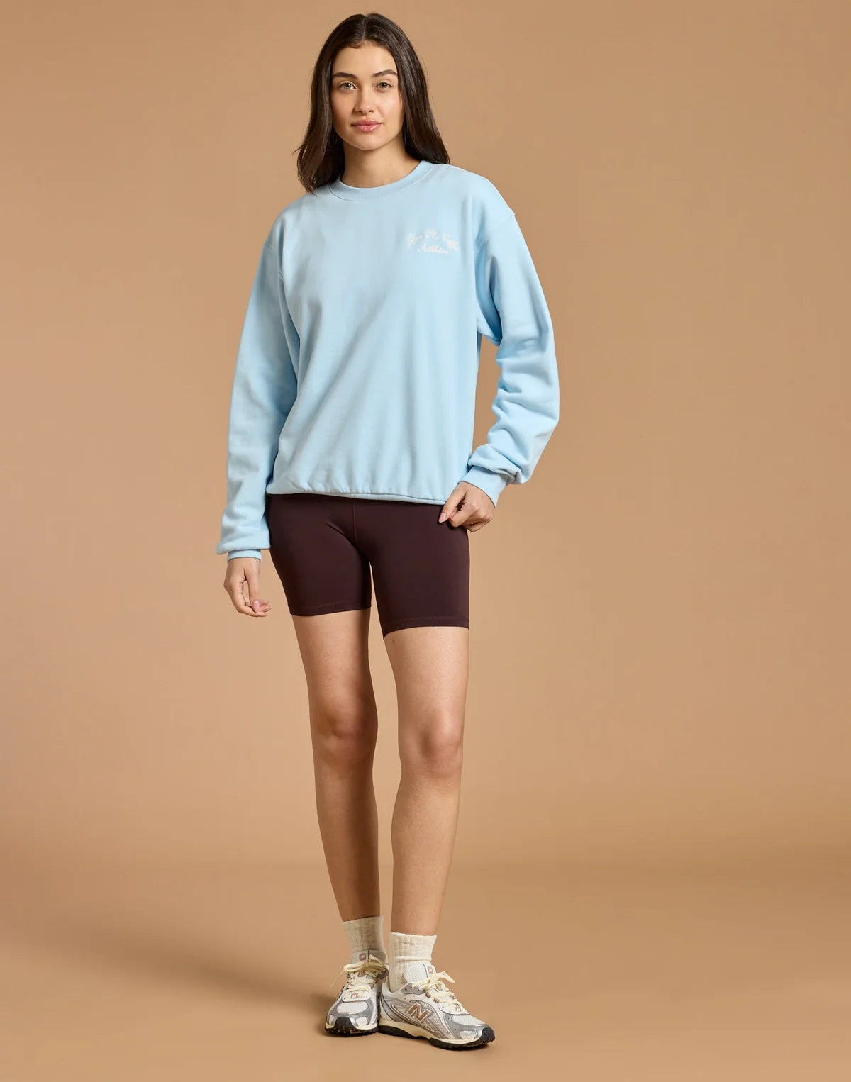Gym+ Coffee Women's Daily Relaxed Fit Crew in Baby Blue