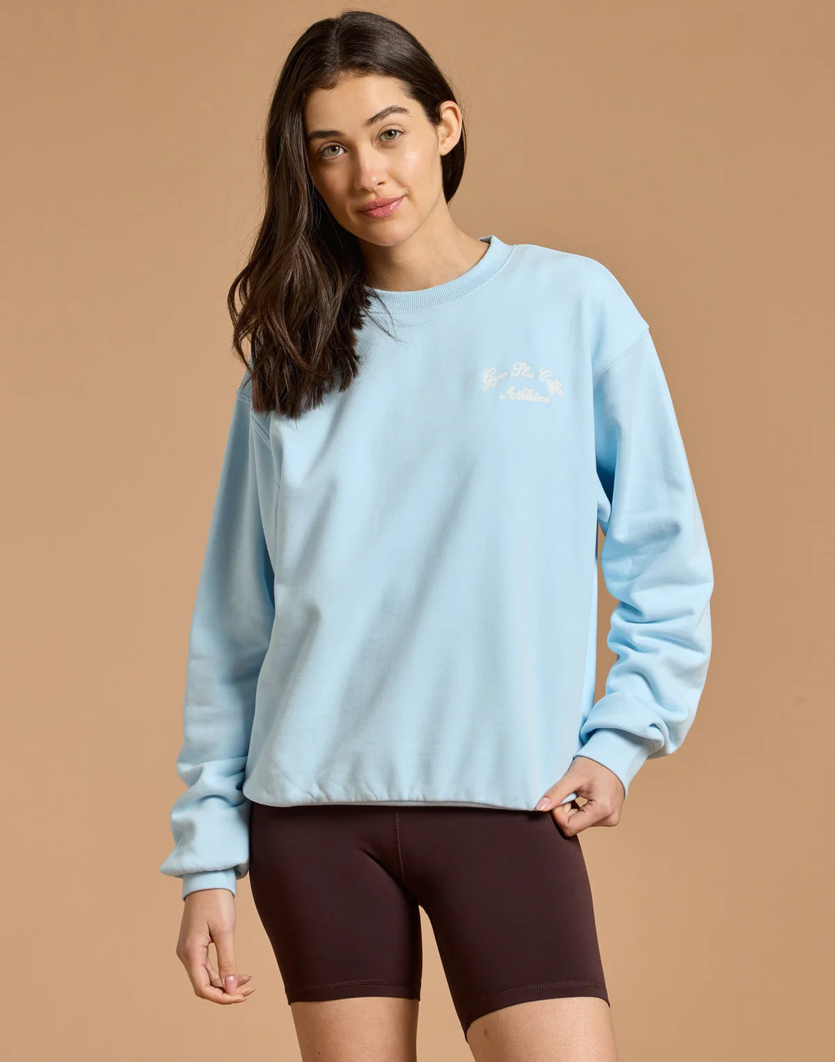 Gym+ Coffee Women's Daily Relaxed Fit Crew in Baby Blue