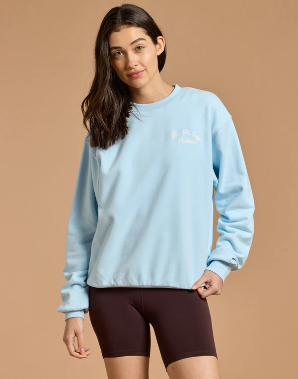 Gym+ Coffee Women's Daily Relaxed Fit Crew in Baby Blue