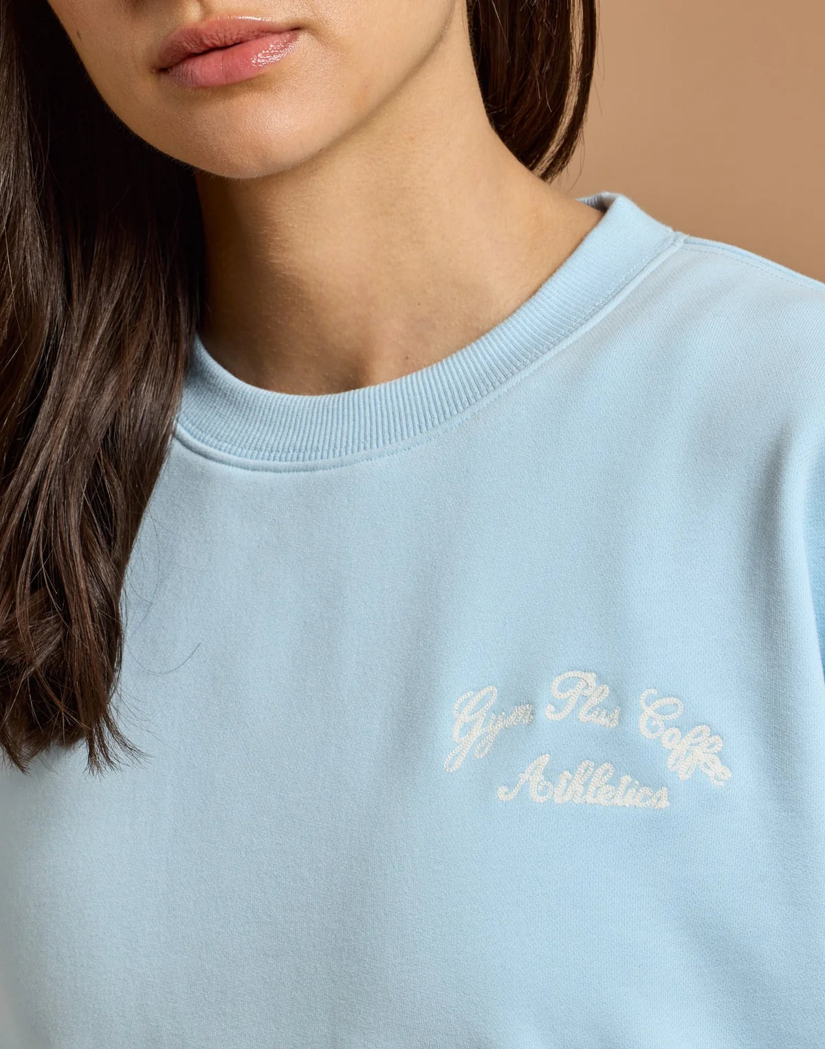 Gym+ Coffee Women's Daily Relaxed Fit Crew in Baby Blue