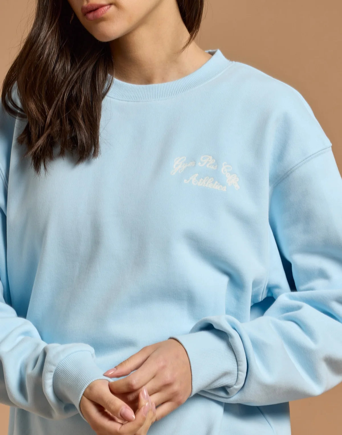 Gym+ Coffee Women's Daily Relaxed Fit Crew in Baby Blue