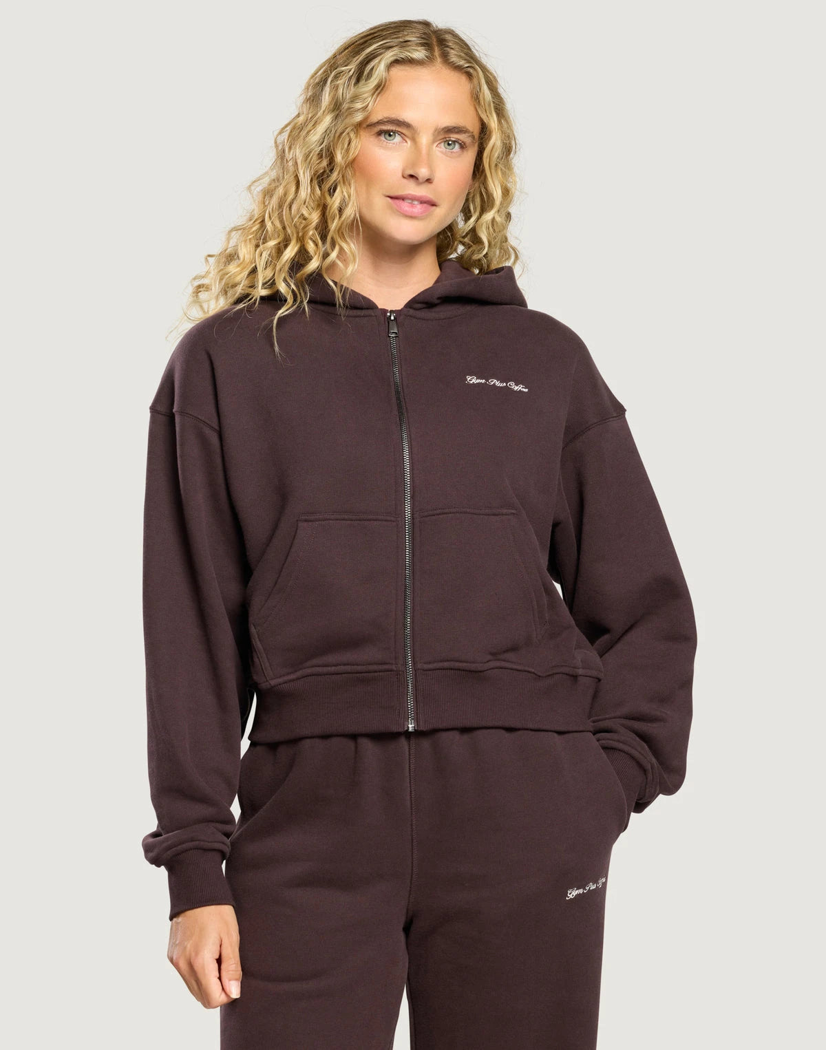 Gym + Coffee Daily Zip Hoodie in Mocha Bean