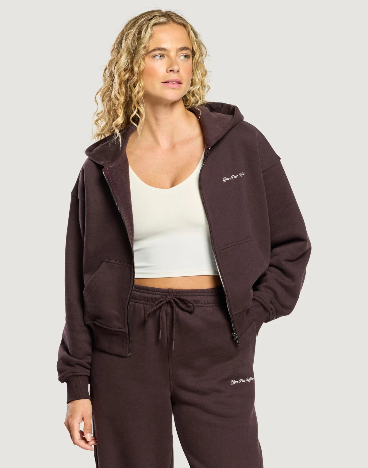 Gym + Coffee Daily Zip Hoodie in Mocha Bean