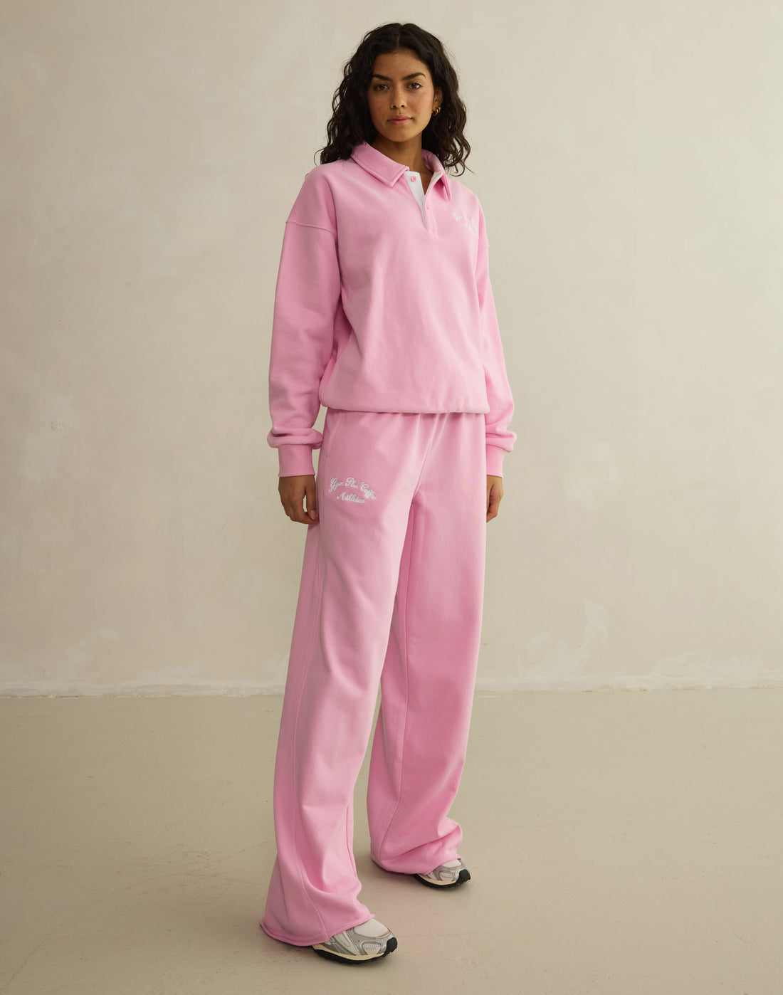 Gym+Coffee Wide Leg Jogger W Pink Blossom