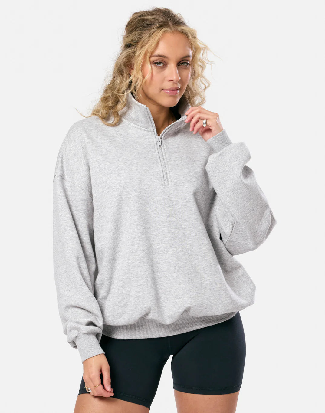 Gym + Coffee Clubhouse Half Zip M White Marl