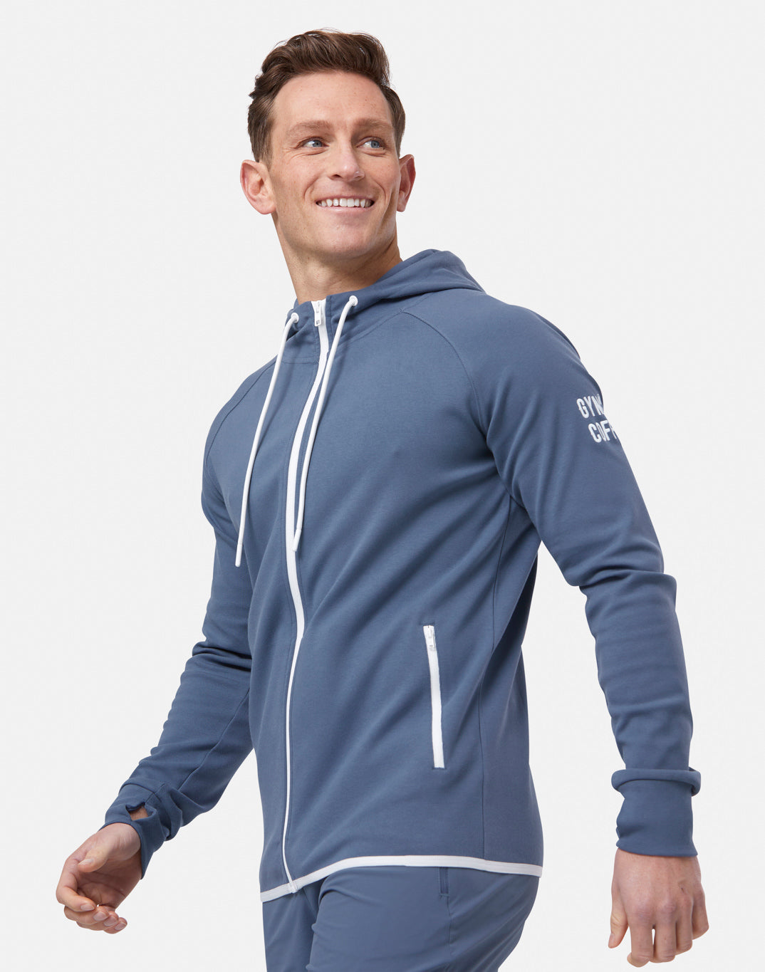 Gym + Coffee Chill Zip Hoodie M Thunder Blue