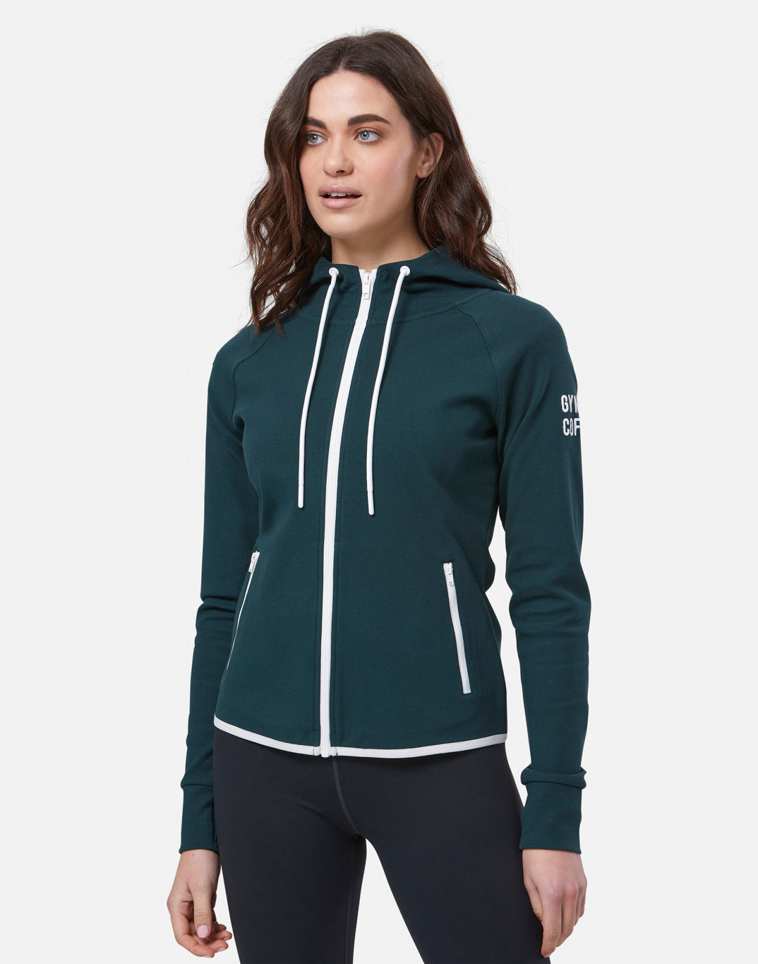 Gym + Coffee Chill Zip Hoodie W Moss Green