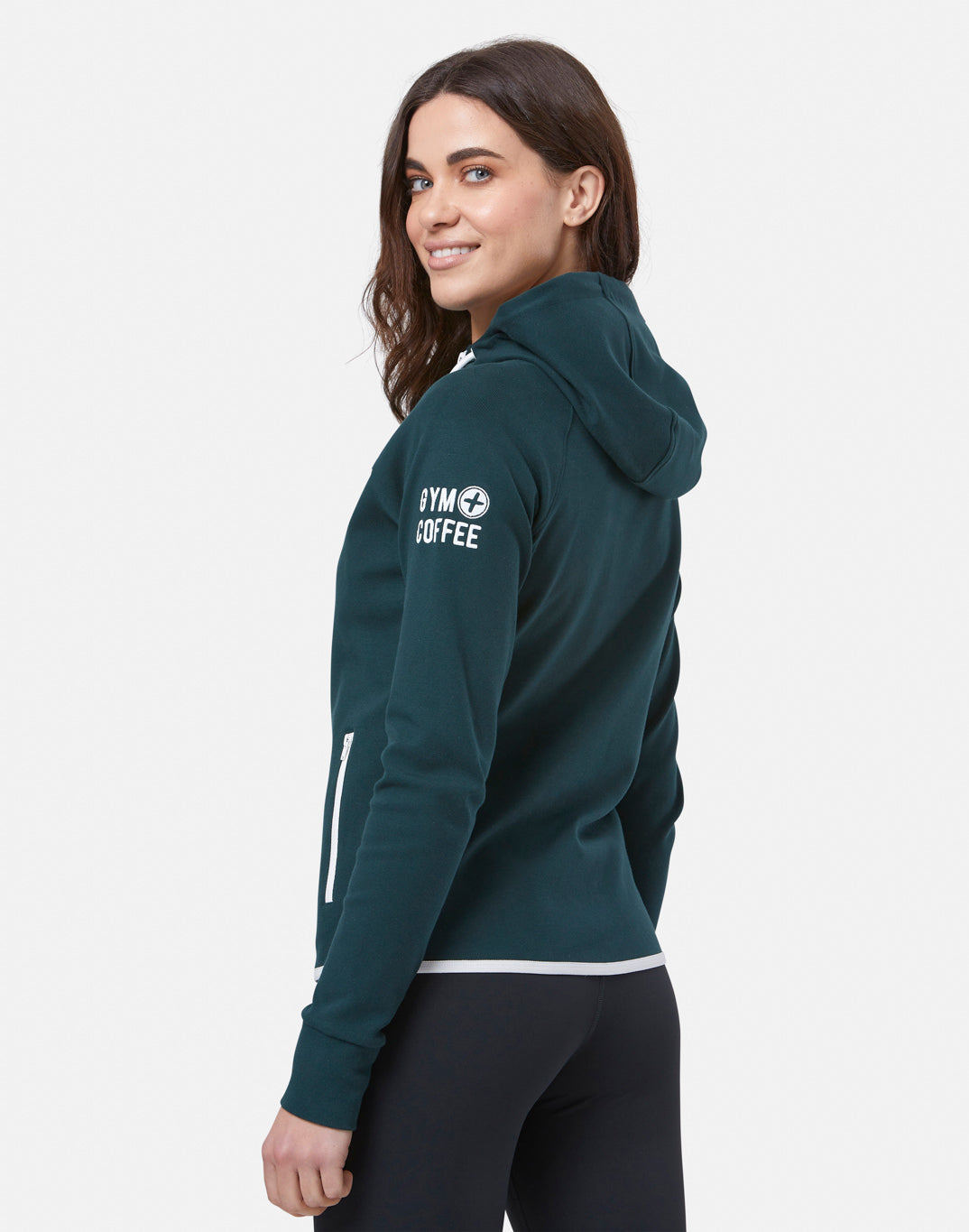 Gym + Coffee Chill Zip Hoodie W Moss Green