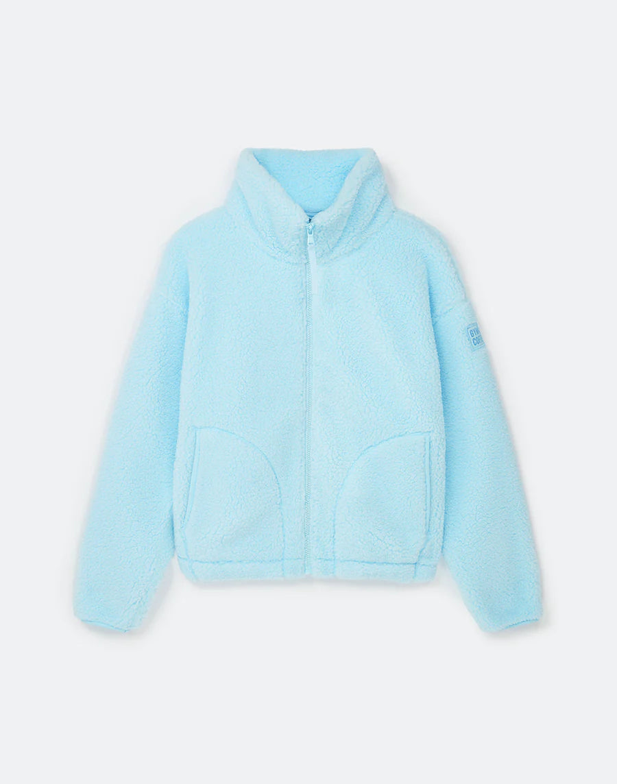 Gym + Coffee Industry Fleece High Collar Jacket W Baby Blue