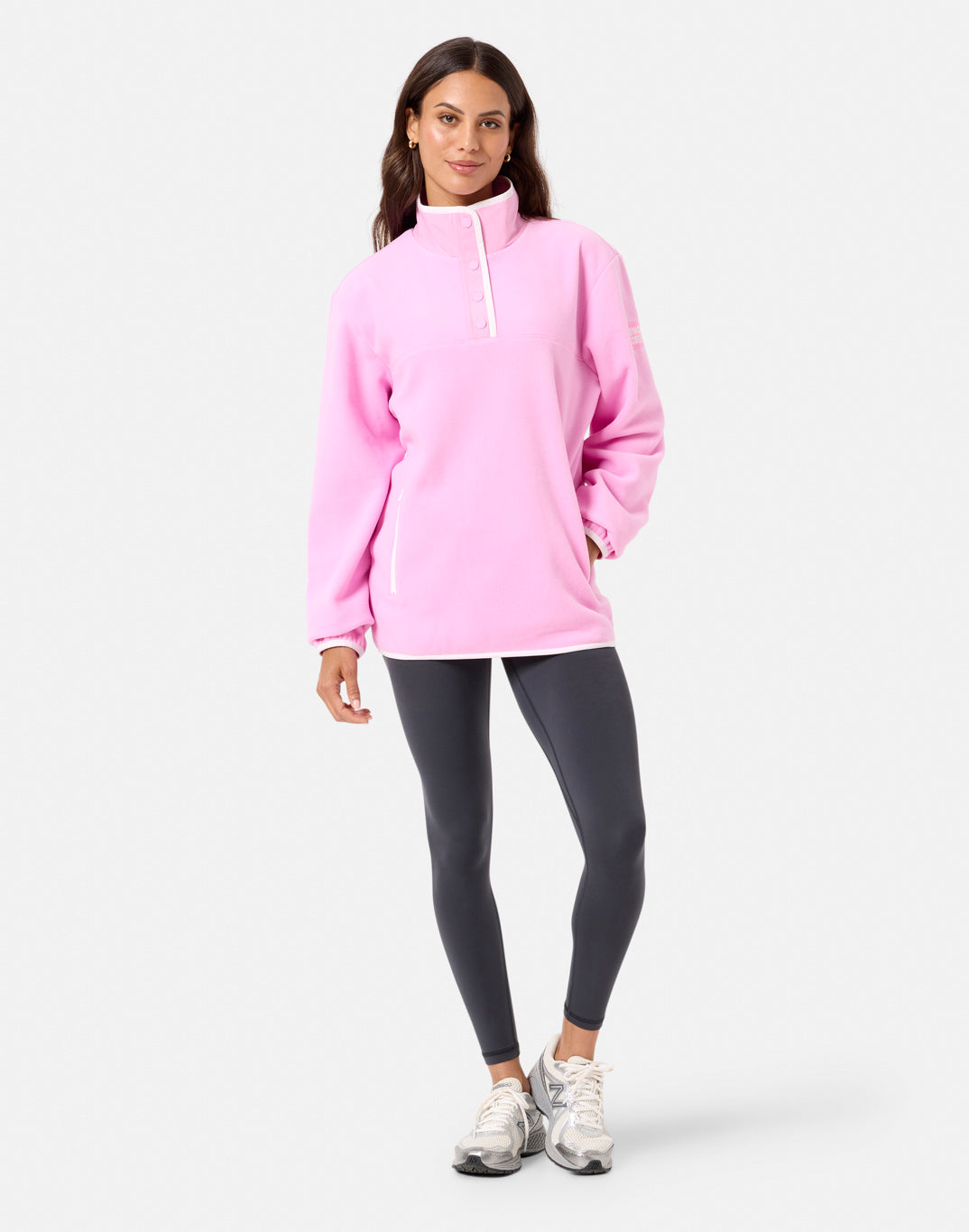 Gym + Coffee Half Snap Polar Fleece U Pink