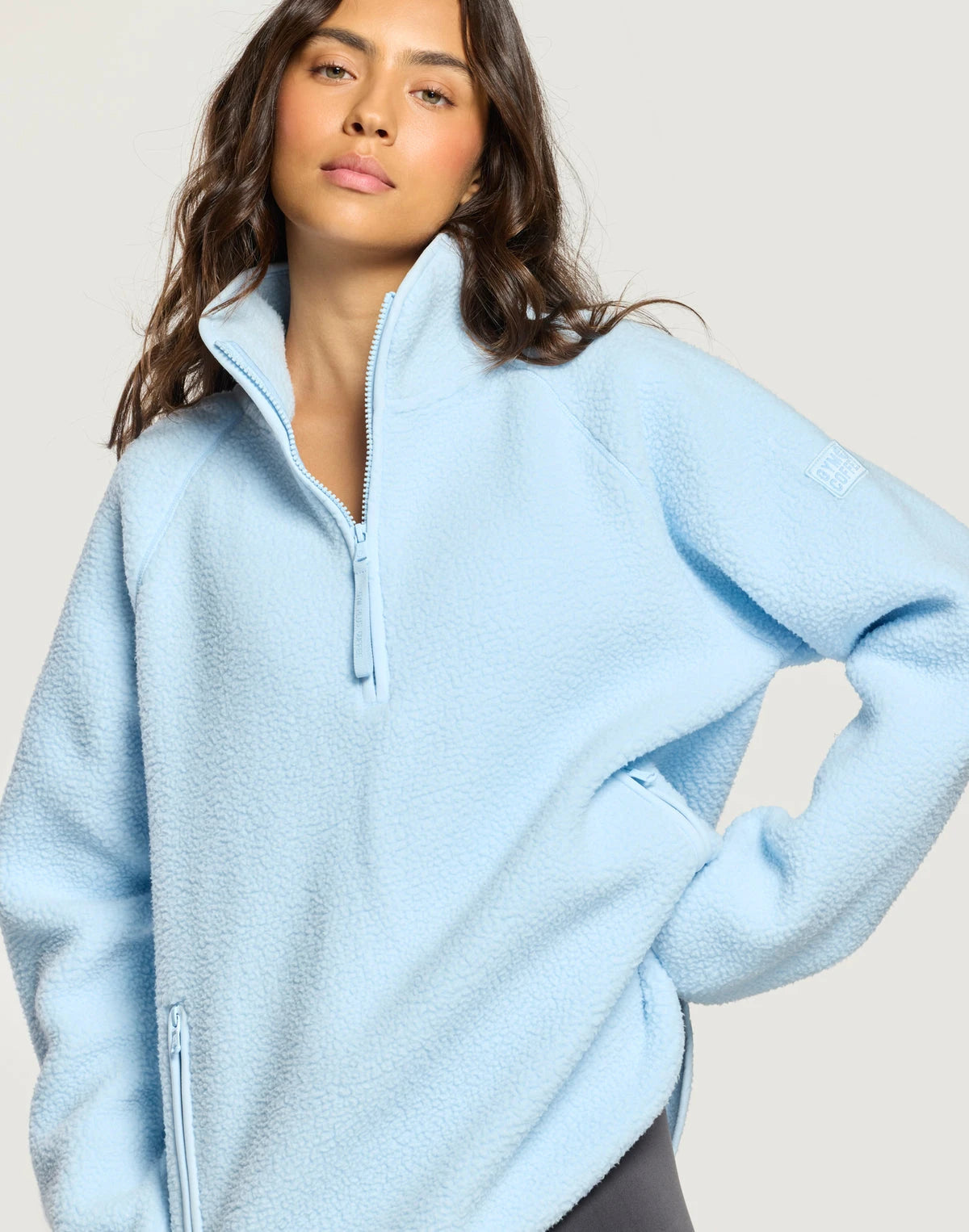 Gym + Coffee Women's Horizon Longline Half Zip in Glacial Blue