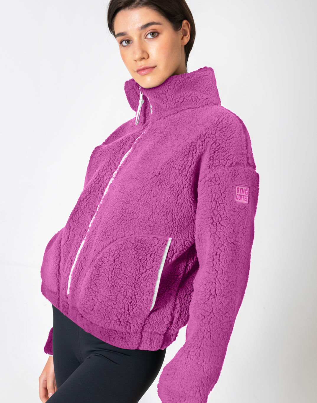 Gym + Coffee Industry Fleece High Collar Jacket W Pink