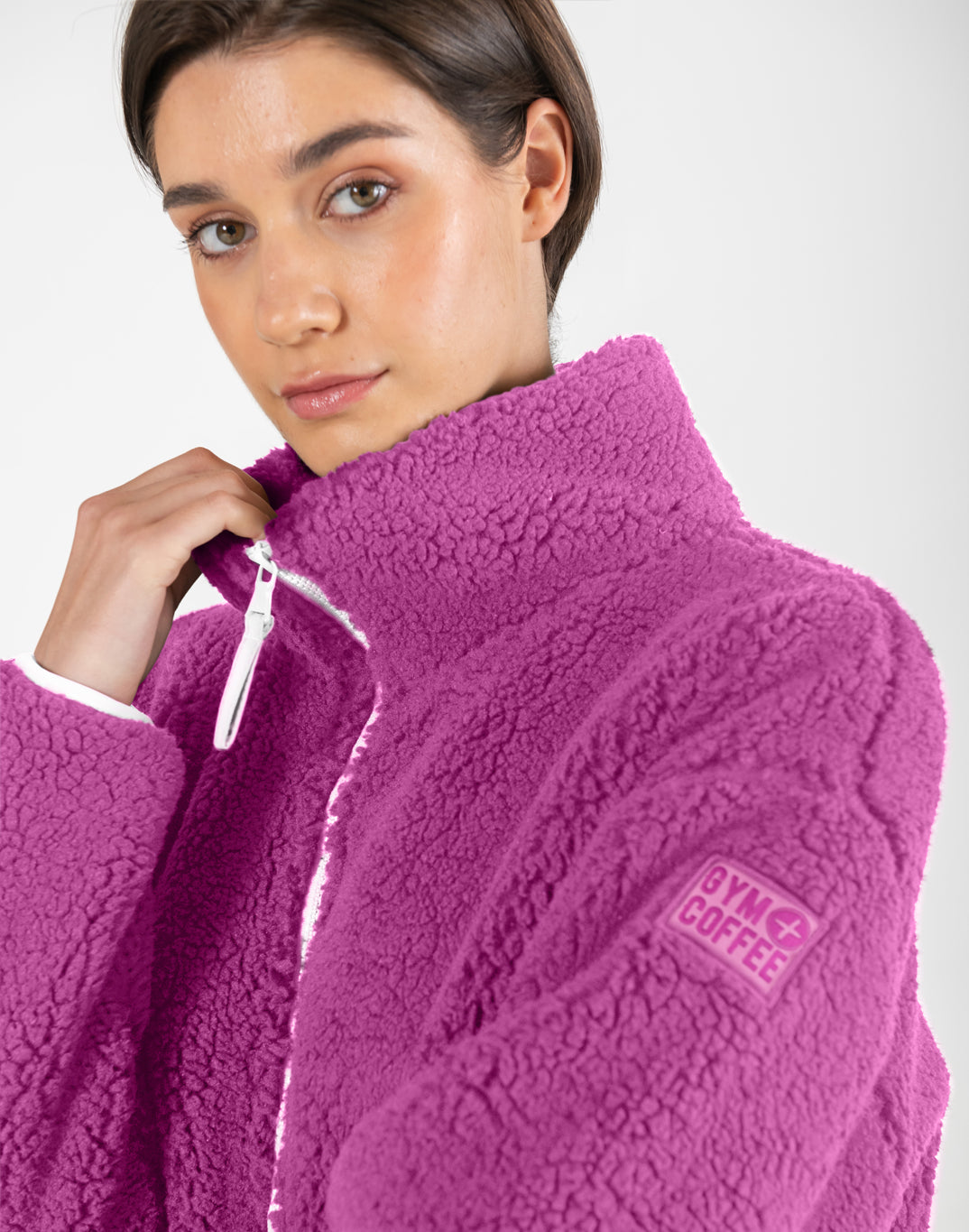 Gym + Coffee Industry Fleece High Collar Jacket W Pink