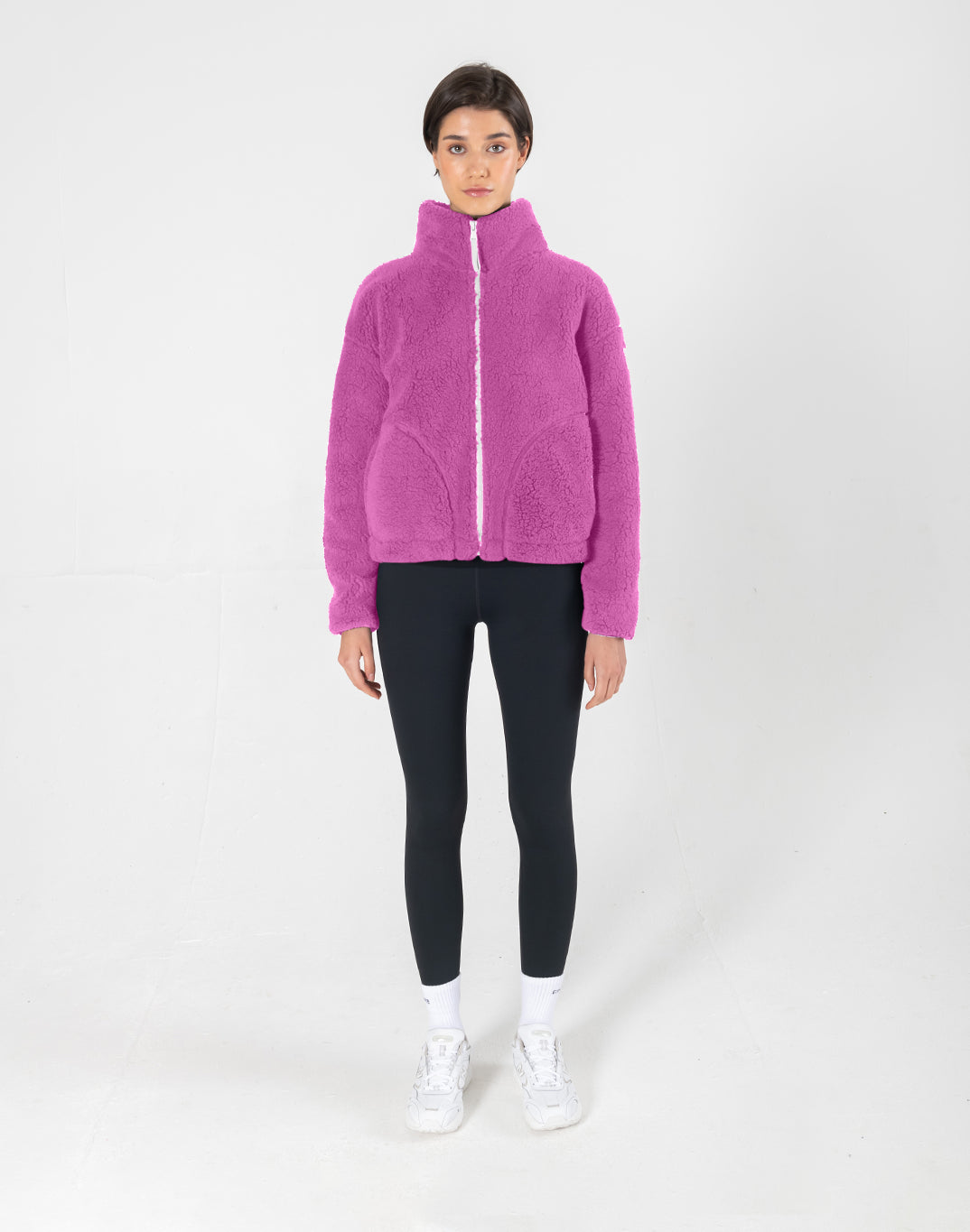 Gym + Coffee Industry Fleece High Collar Jacket W Pink