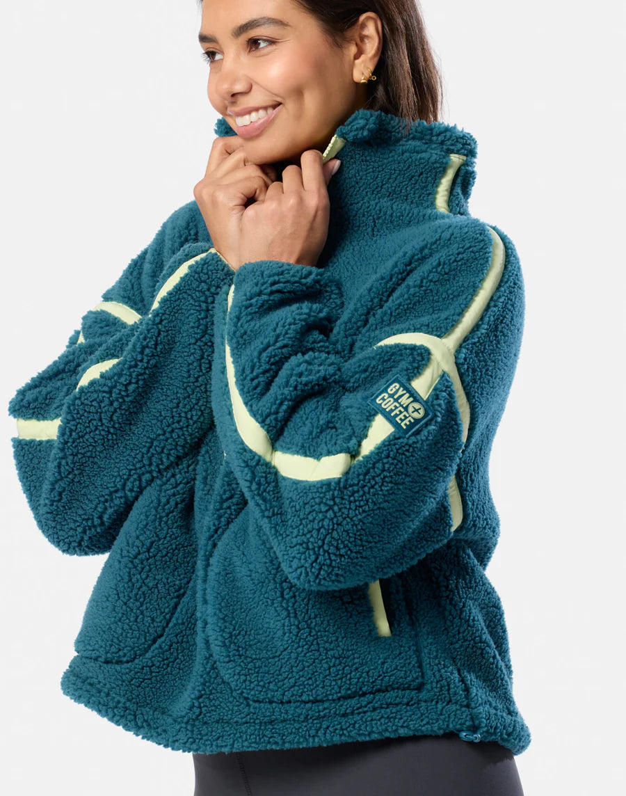 Gym + Coffee Industry Half Zip W Deep Teal
