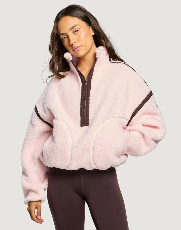 Gym + Coffee Women's Industry Fleece Half Zip in Ballet Pink
